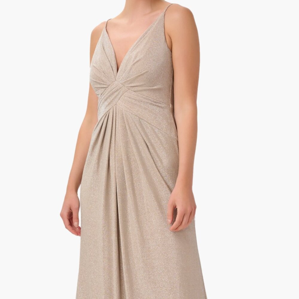 Adrianna Papell shimmery champagne metallic gown - size US 14